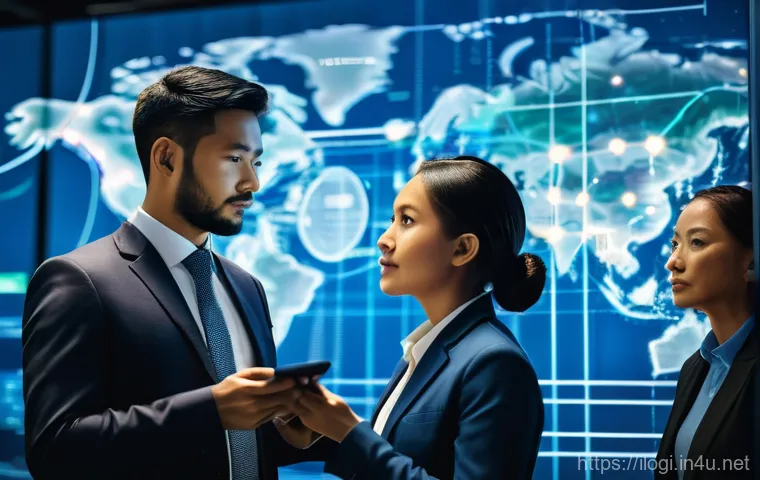 국제물류사 자격증 취득 필수 과목 분석 - A professional, diverse group of international logistics experts (men and women, various ethnicities...
