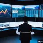 Home 22 국제물류 실무에서 사용하는 소프트웨어 - A modern international logistics control room featuring large digital screens displaying real-time c...
