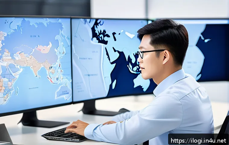 국제물류사 자격증의 산업 내 가치 - A professional logistics expert in a modern office environment, analyzing global supply chain data o...
