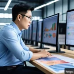 Home 18 국제물류사 이직 시 필요한 이력서 작성법 - A professional international logistics manager in a modern warehouse office environment, wearing bus...
