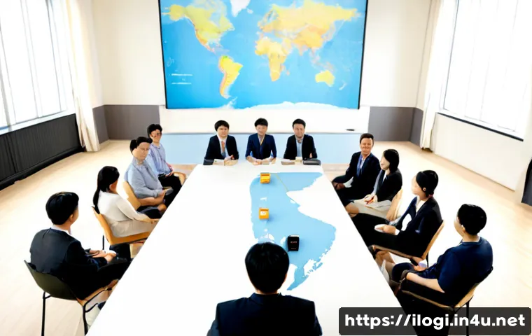 국제물류사 관련 국내외 학술 세미나 정보 - Photorealistic international logistics academic seminar in a modern university conference hall, dive...